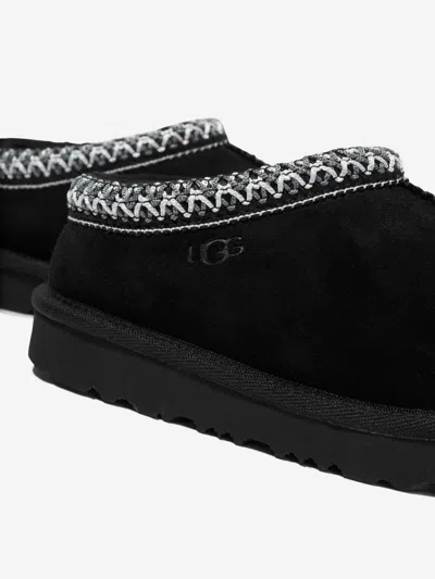 Ugg Teen Black Suede Leather Slippers In Black