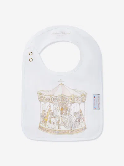 Atelier Choux Baby Girls Carousel Satin Bib In White
