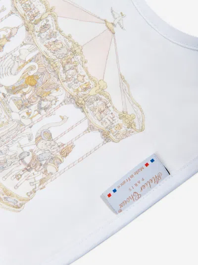 Atelier Choux Baby Girls Carousel Satin Bib In White