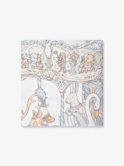 Atelier Choux Baby Boys Carousel Swaddle And Satin Bib Gift Set In Multicoloured