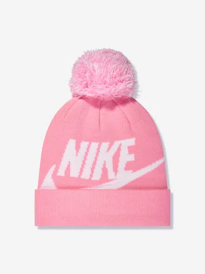 Nike Girls Swoosh Pom Beanie And Gloves Set In Pink