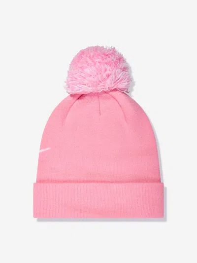 Nike Girls Swoosh Pom Beanie And Gloves Set In Pink