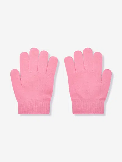 Nike Girls Swoosh Pom Beanie And Gloves Set In Pink