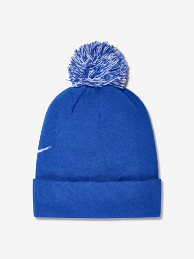 Nike Boys Swoosh Pom Beanie And Glove Set In Blue