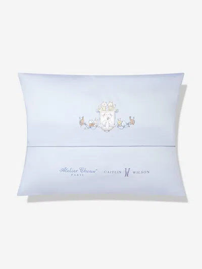 Atelier Choux Baby Satin Toile De Jouy  & Caitlin Wilson Cushion Cover In Blue