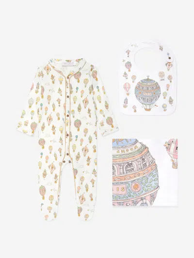 Atelier Choux Baby Balloons Playsuit Swaddle And Bib Set In White