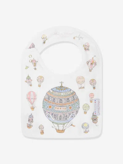 Atelier Choux Baby Hot Air Balloons Swaddle And Satin Bib Set In White