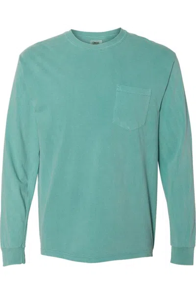 Comfort Colors Garment-dyed Heavyweight Long Sleeve Pocket T-shirt In Green