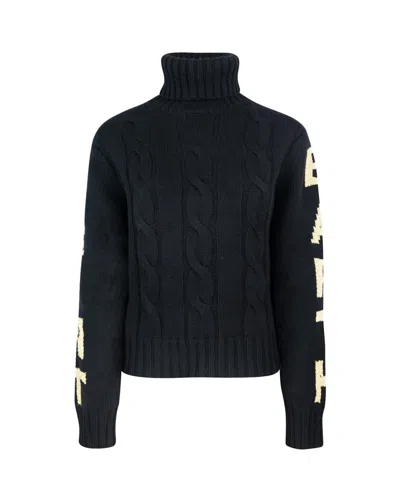 Mc2 Saint Barth Logo-jacquard Turtleneck Sweater In Black