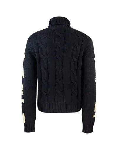 Mc2 Saint Barth Logo-jacquard Turtleneck Sweater In Black