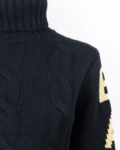 Mc2 Saint Barth Logo-jacquard Turtleneck Sweater In Black