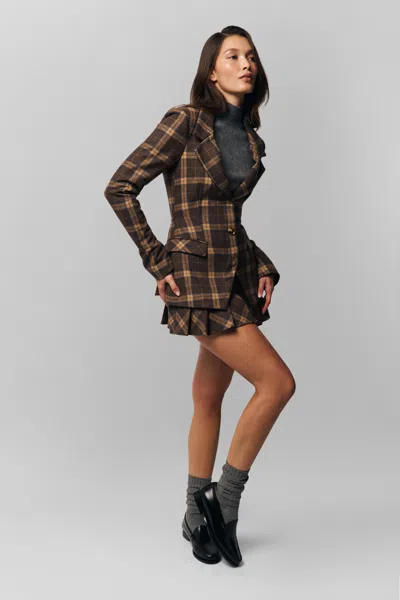 Danielle Guizio Ny Cooper Tartan Blazer In Multi
