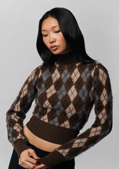 Danielle Guizio Ny Delia Sweater In Pine Argyle