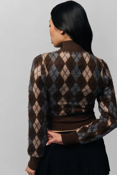 Shop Danielle Guizio Ny Delia Sweater In Pine Argyle