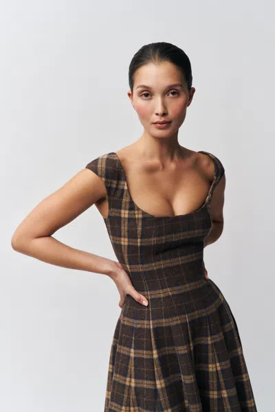 Danielle Guizio Ny Leila Tartan Dress In Multi
