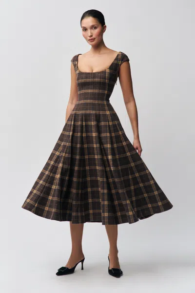 Danielle Guizio Ny Leila Tartan Dress In Multi