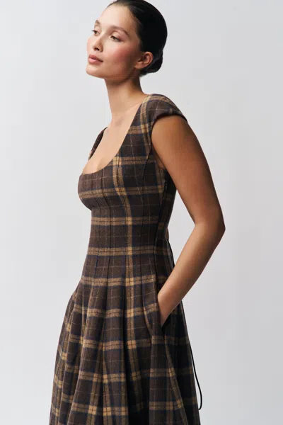 Danielle Guizio Ny Leila Tartan Dress In Multi