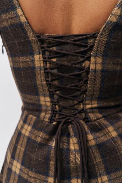 Danielle Guizio Ny Leila Tartan Dress In Multi