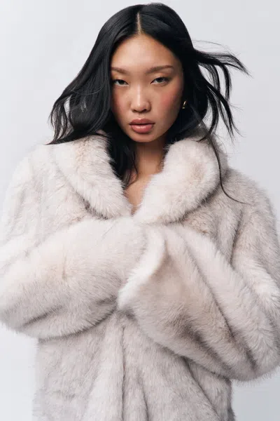 Danielle Guizio Ny Roxie Faux Fur Coat In Artic Cream