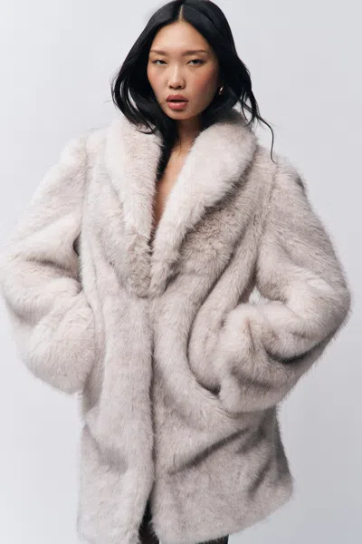 Danielle Guizio Ny Roxie Faux Fur Coat In Artic Cream