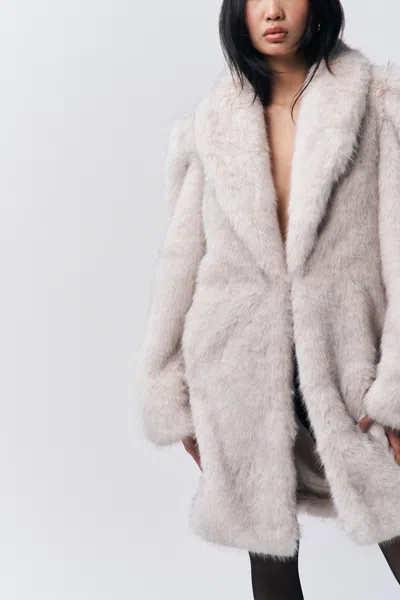 Danielle Guizio Ny Roxie Faux Fur Coat In Artic Cream