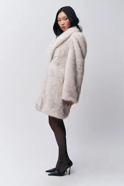 Danielle Guizio Ny Roxie Faux Fur Coat In Artic Cream