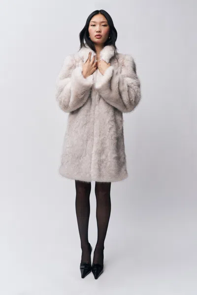 Danielle Guizio Ny Roxie Faux Fur Coat In Artic Cream