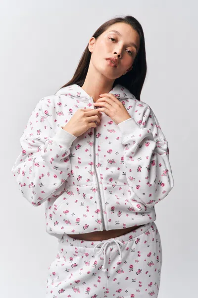 Danielle Guizio Ny Zip Up Hoodie In Sweet Floral