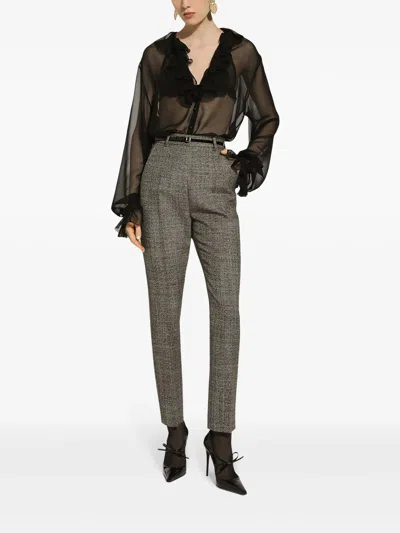 Dolce & Gabbana Sheer Silk Chiffon V-neck Top