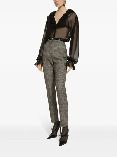Dolce & Gabbana Sheer Silk Chiffon V-neck Top