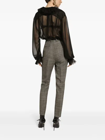 Dolce & Gabbana Sheer Silk Chiffon V-neck Top