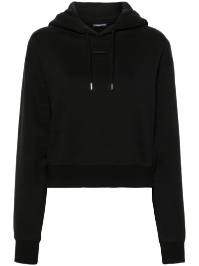 Jacquemus Le Grosgrain Logo Cotton Fleece Crop Hoodie