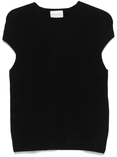 Loulou Studio Black Sleeveless Boxy Top
