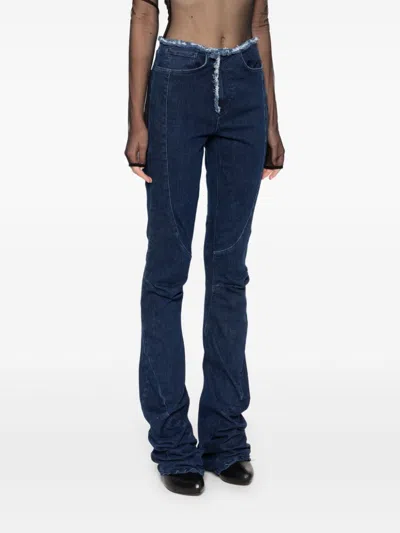 Ottolinger Women's Denim Raw Edge Draped Design Pants