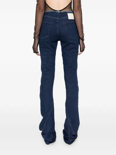 Ottolinger Women's Denim Raw Edge Draped Design Pants