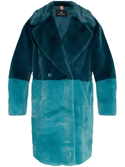 PAUL SMITH PAUL SMITH FAUX FUR BICOLOR COAT 