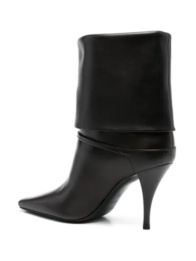 Saint Laurent Niki Smooth Leather Ankle Boots Shoes In Black