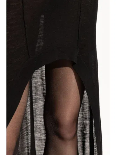Saint Laurent Women's Semi-sheer Construction Asymmetric Design Scoop Neck Dress