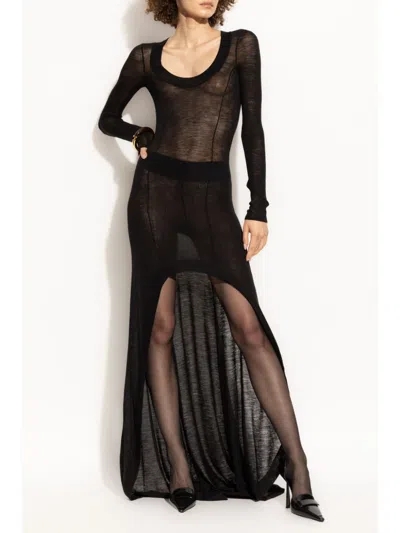 Shop Saint Laurent Wool Long Dress