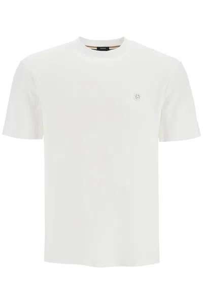 Hugo Boss White Regular-fit Monogram Print T-shirt In White