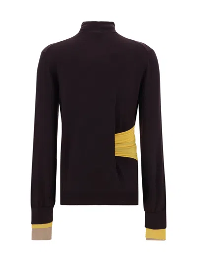 Fendi Woman Turtleneck Dark Purple Size 8 Wool, Polyamide, Polyurethane, Viscose, Polyester In Multicolor