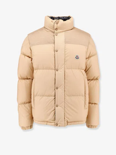 Moncler Reversible Convertible Canvas-trimmed Quilted Shell Down Jacket In Cream