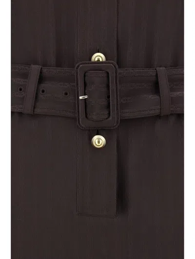 Tom Ford Whitney Chain Stripe Belted Satin Shirtdress In Multicolor