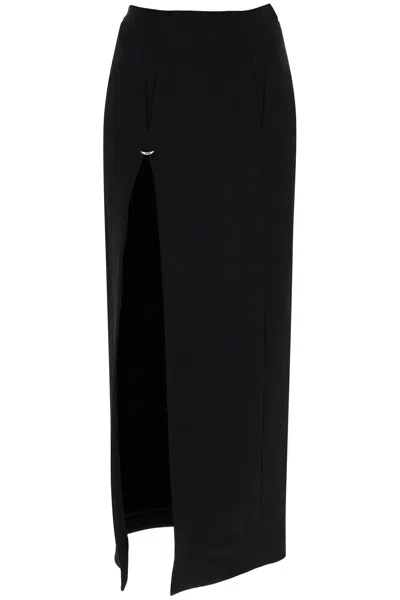 Shop Mugler Long Skirt With Piercing Detail In Black