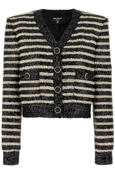 Shop Balmain Short Cardigan In Multicolor