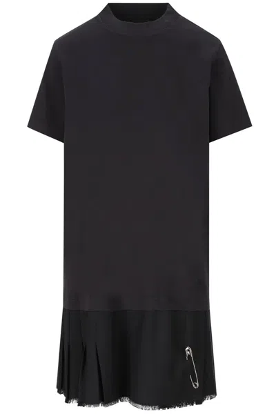Balenciaga Painted Logo T-shirt Dress In Black