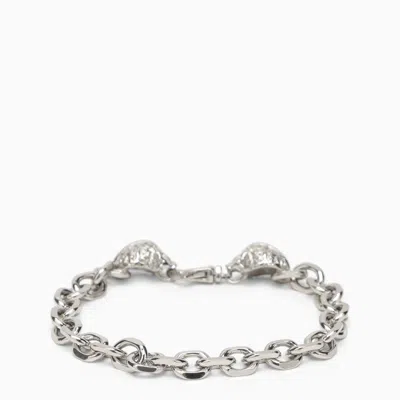 Emanuele Bicocchi Silver 925 Skull Chain Bracelet In Metallic