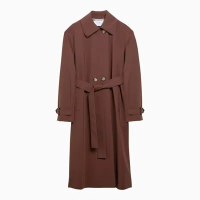 Harris Wharf London Spread-collar Belted Trench Coat In Brown