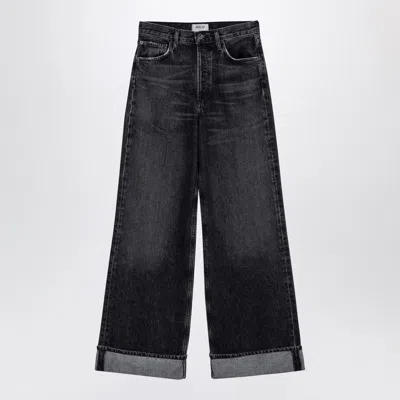 Agolde Dame Cuffed Organic Cotton Wide Leg Jeans In Blue