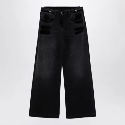 Attico High Waist Wide-leg Denim Jeans In Black